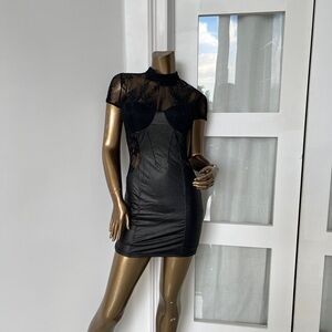 Fashion Nova Black Sheer Lace Mini Dress